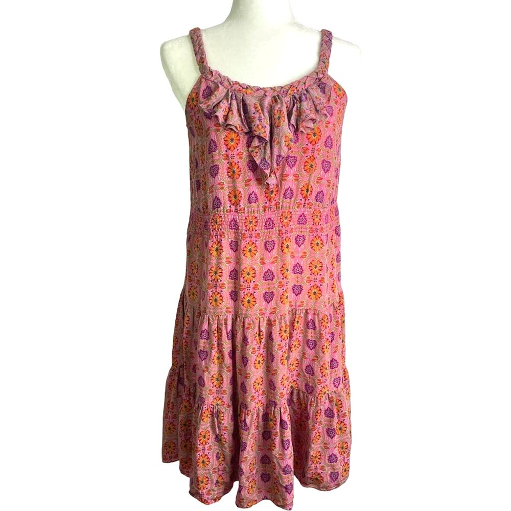 Rebecca Taylor Pink Silk Dress 90s Patterned Ruffled 2